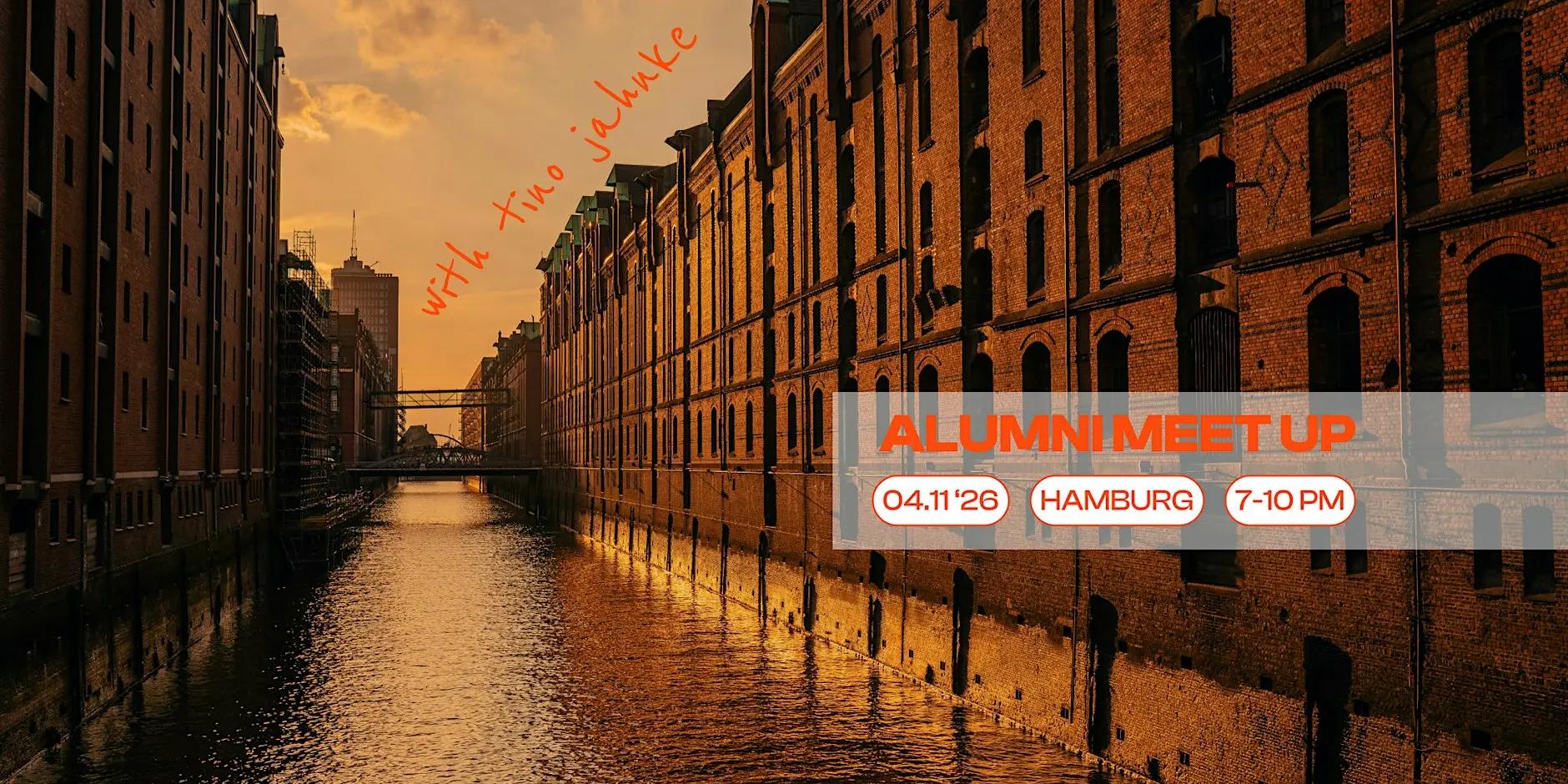 Alumni Meetup with Tino Jahnke on November 4, 2026, in Hamburg from 7–10 PM.