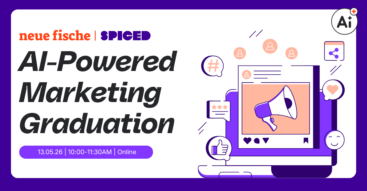 Advertisement for an online event on AI-powered marketing graduation