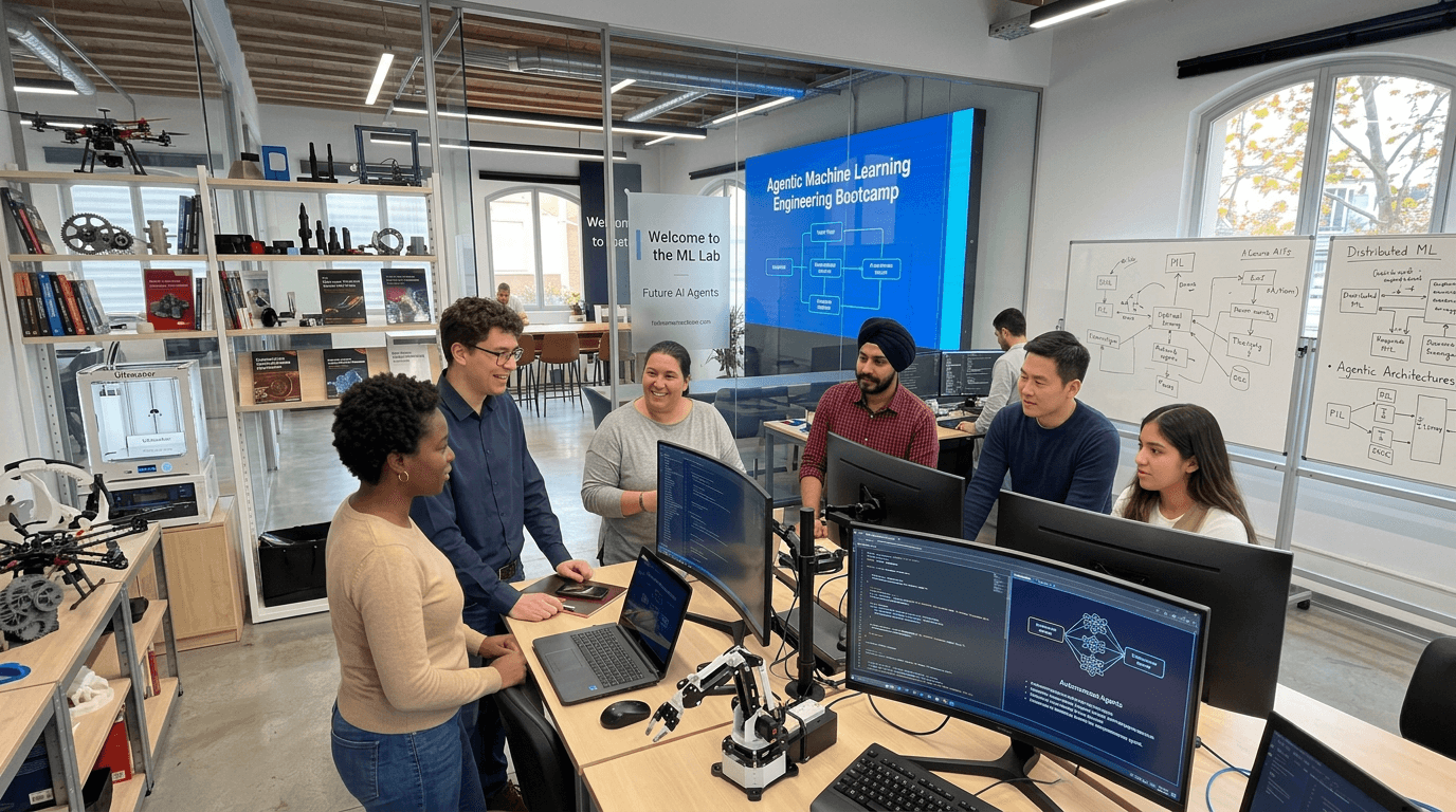 People in the lab discussing AI Engineering.
