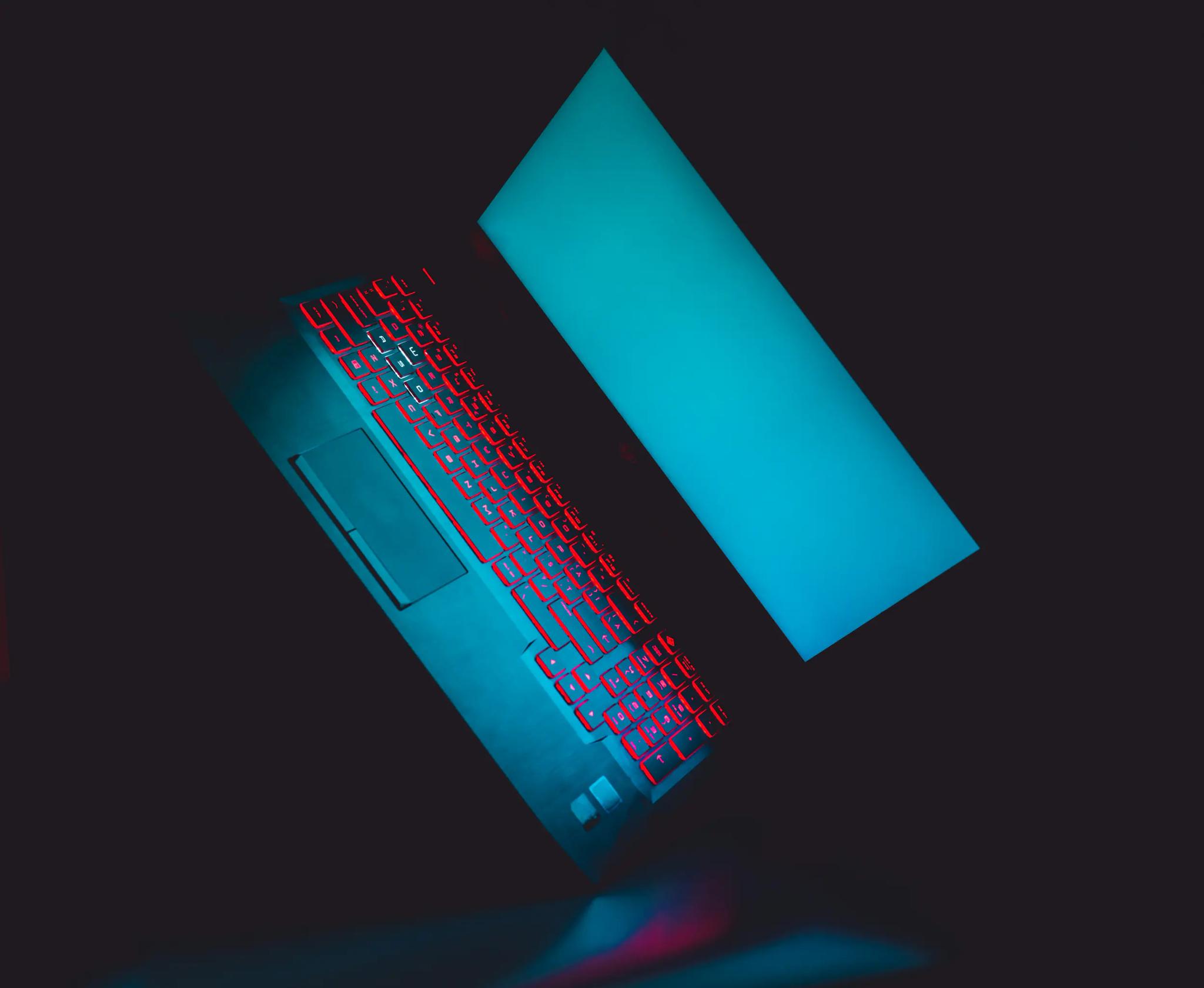 Computer keyboard with blue backlight