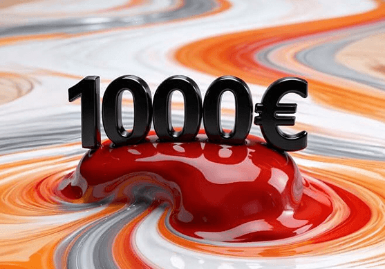 3D shape with the text 1000€