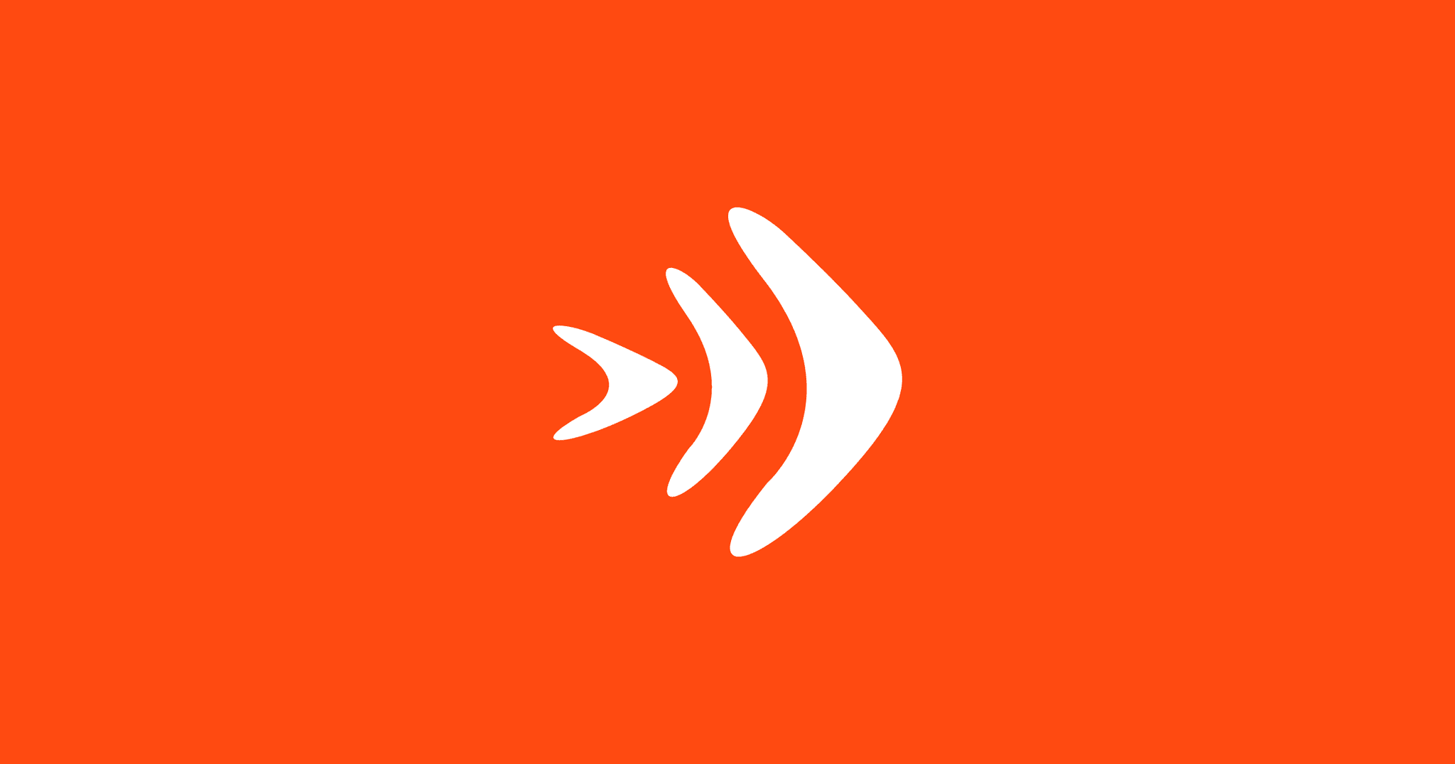 Weißes Pfeilsymbol auf orangefarbenem Hintergrund