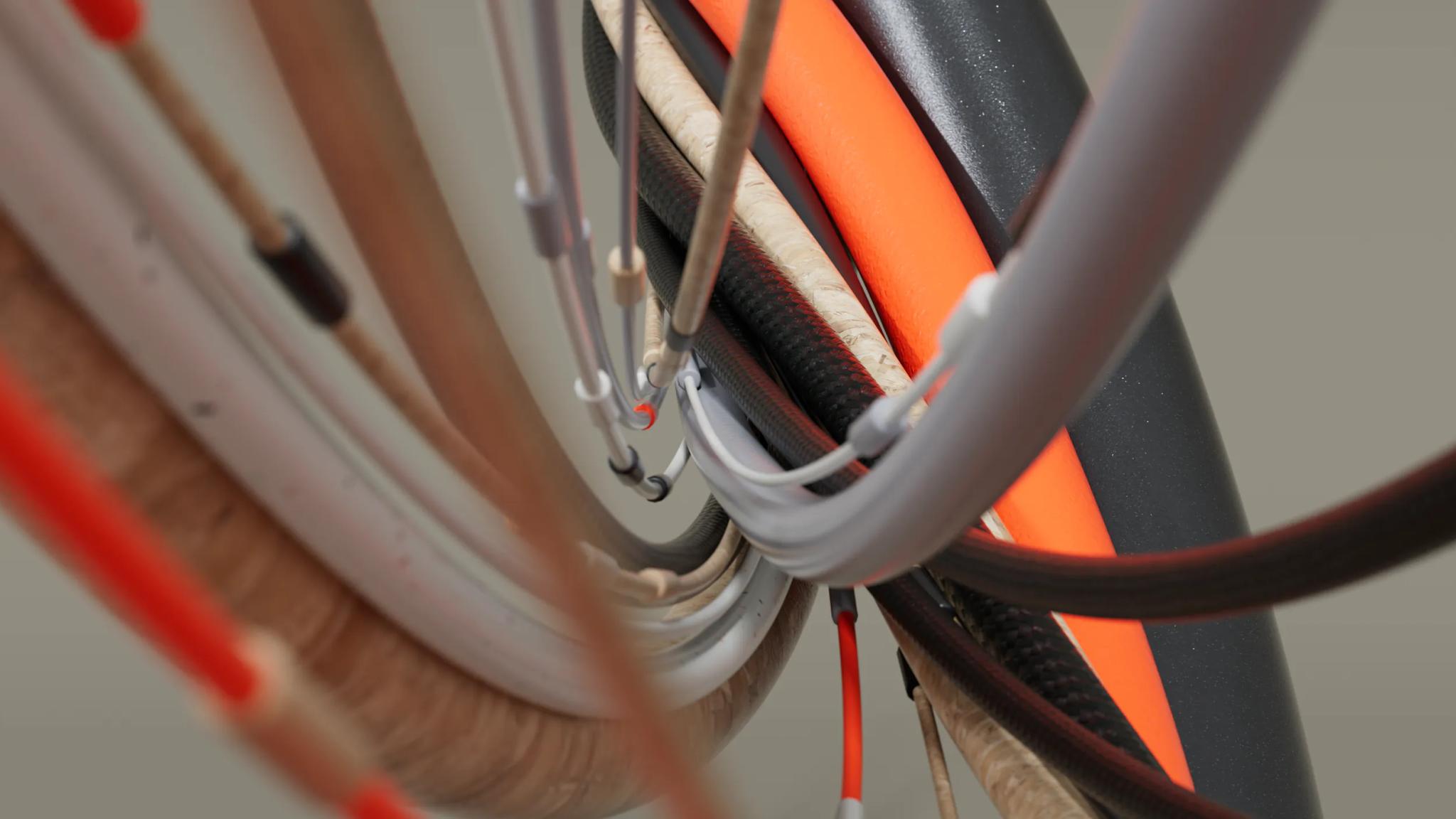 Close-up of bicycle wheel spokes and tire