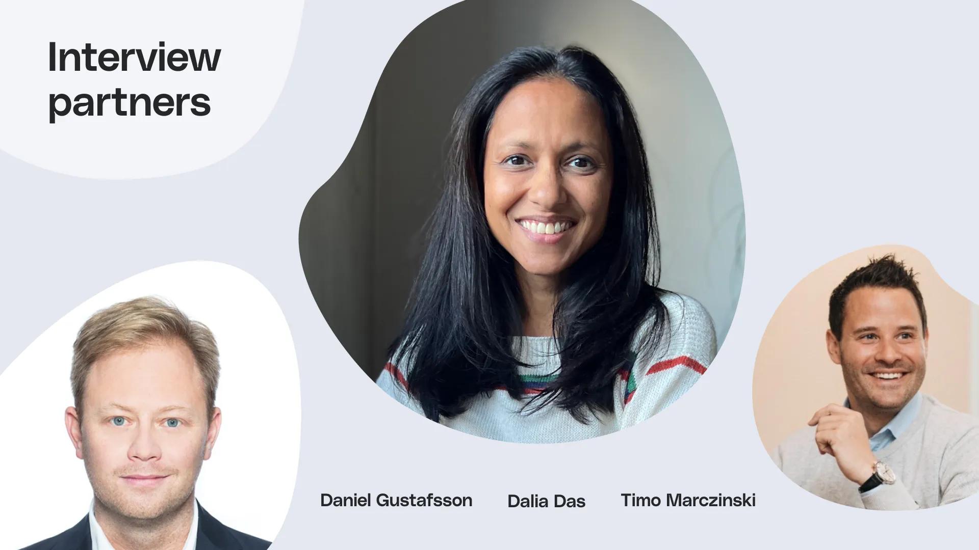 Portrait of three people, interview partners