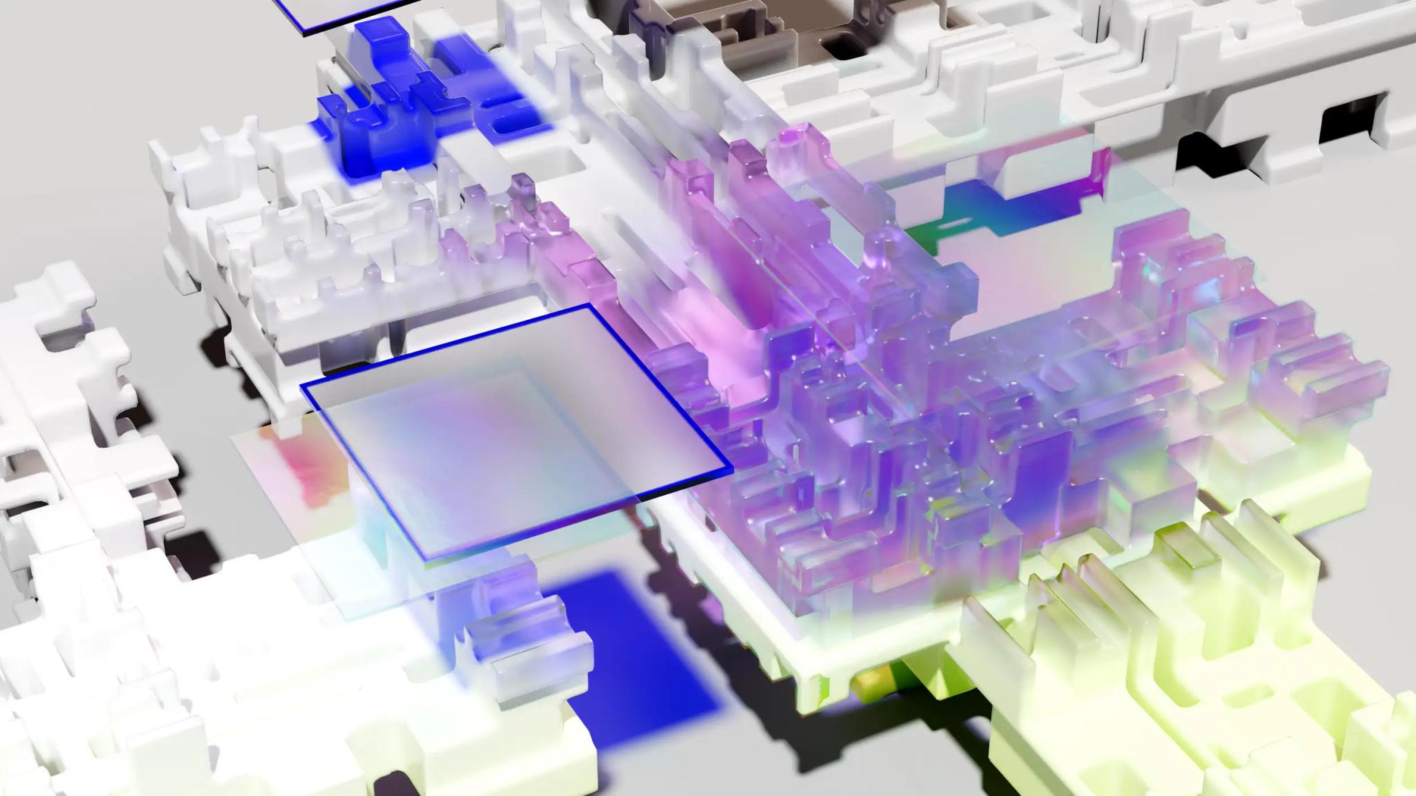 Abstraktes 3D-Datenmodell mit bunten Elementen